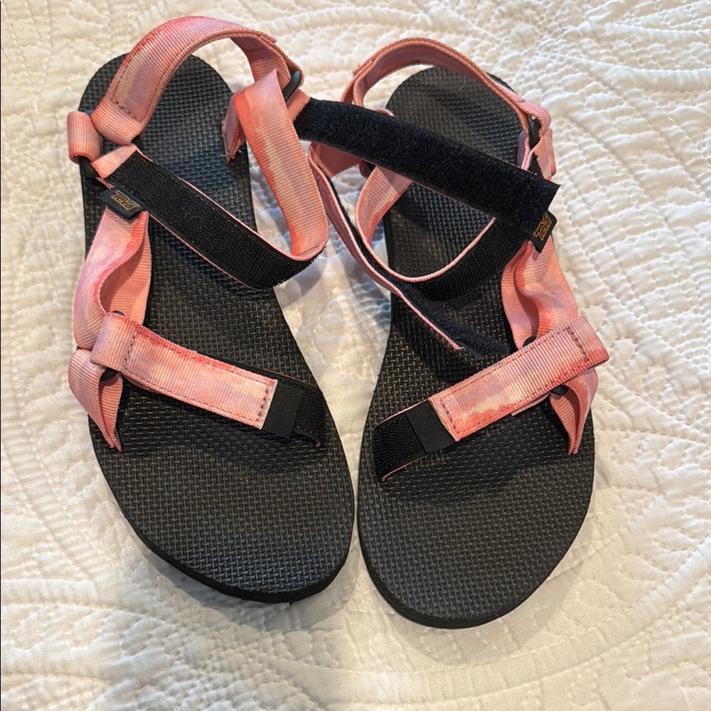 Teva Pink and Black Strappy Sandals